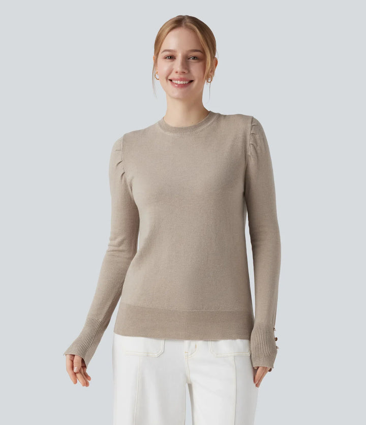 Round Neck Long Sleeve Work Sweater