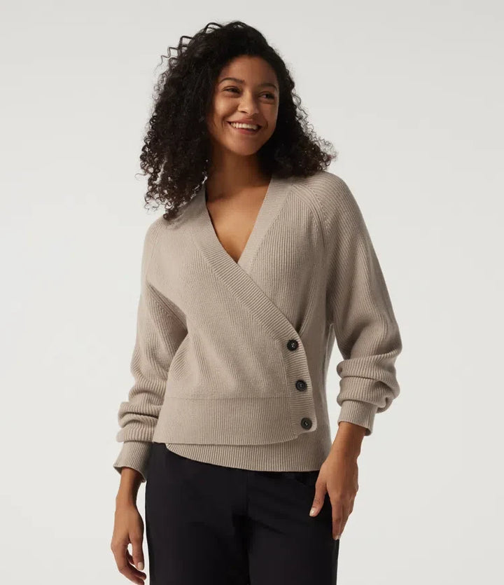 Ribbed Knit V Neck Long Sleeve Work Sweater