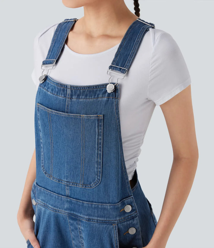 Halara Flex Straight Leg Denim Casual Overalls with Pockets