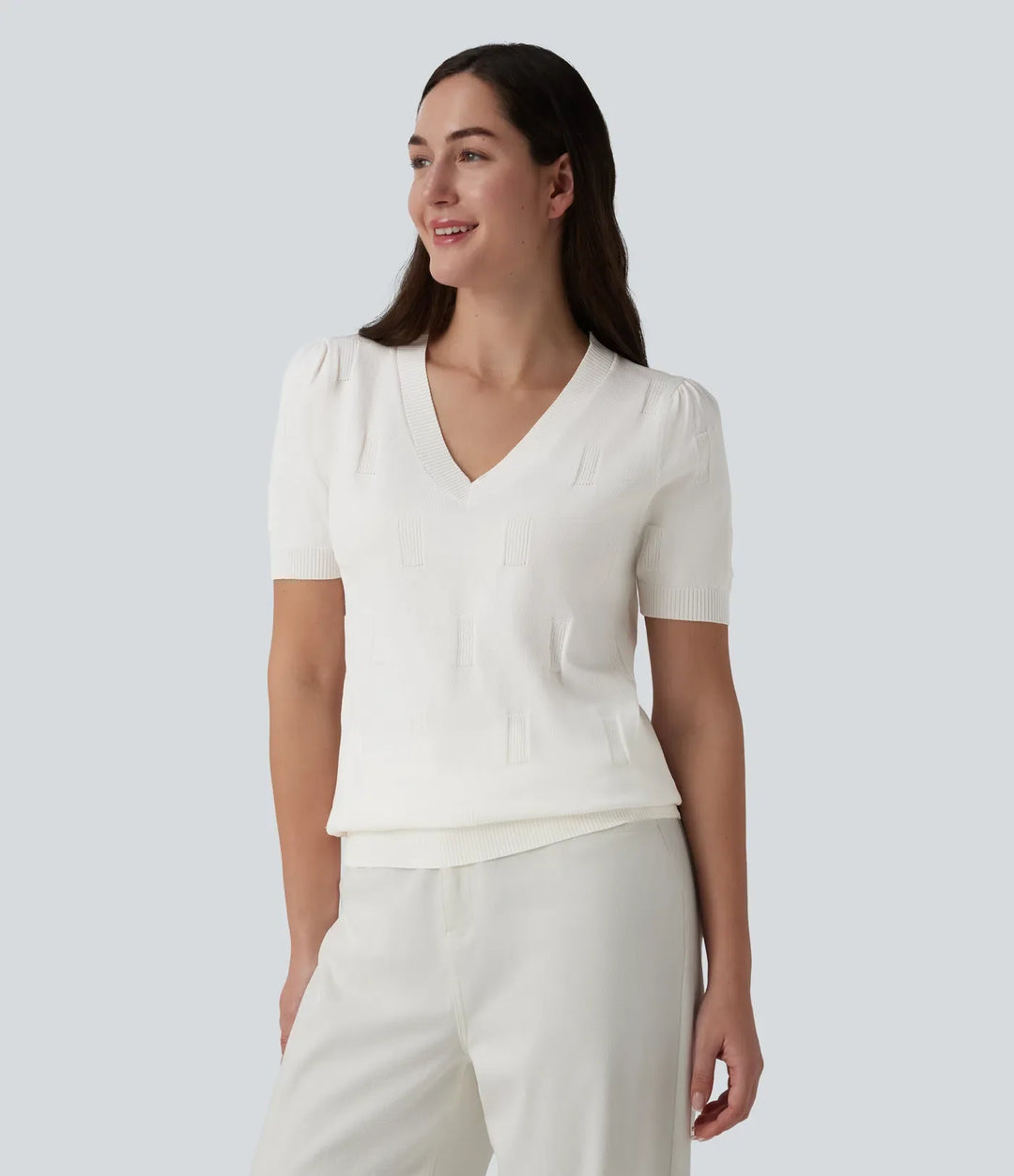V-neck Short Sleeve Casual Sweater
