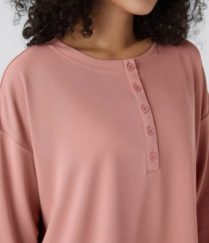 Front Thumb Hole Waffle Casual Sweatshirt