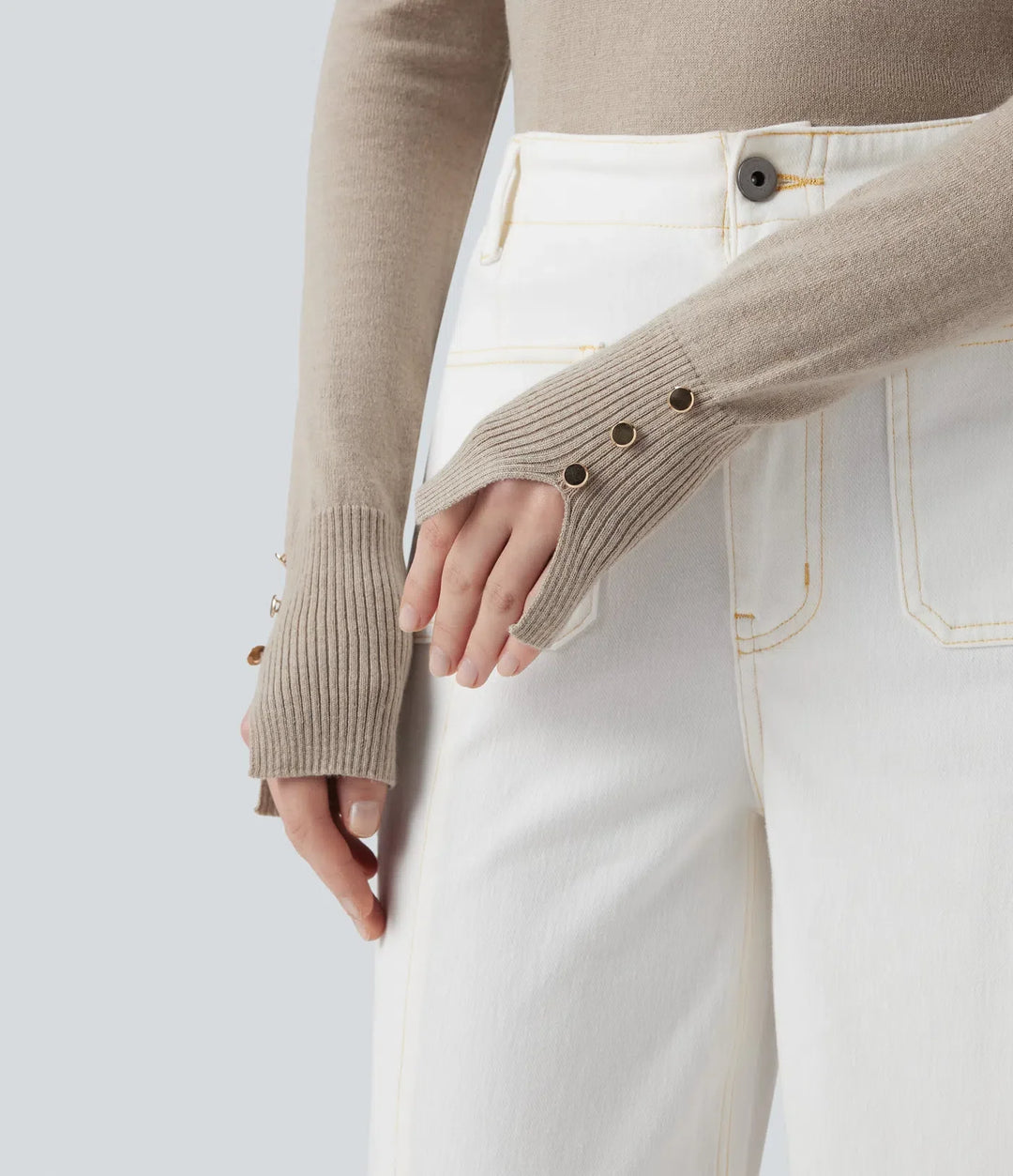 Round Neck Long Sleeve Work Sweater