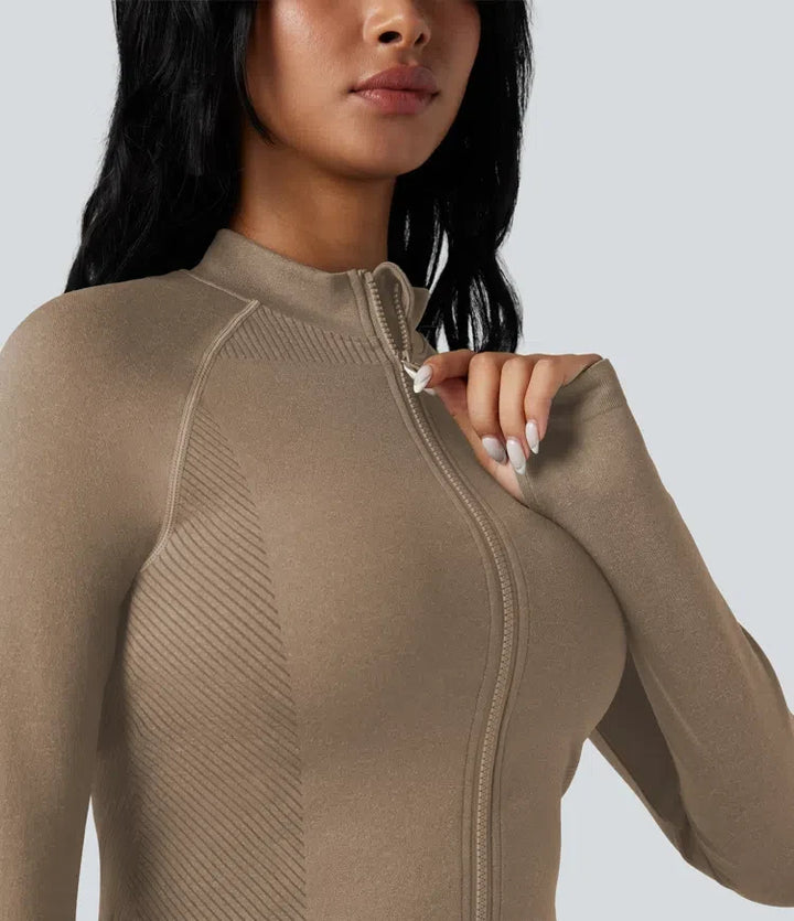 Seamless Flow Zipper Long Sleeve Thumb Hole Yoga Jacket