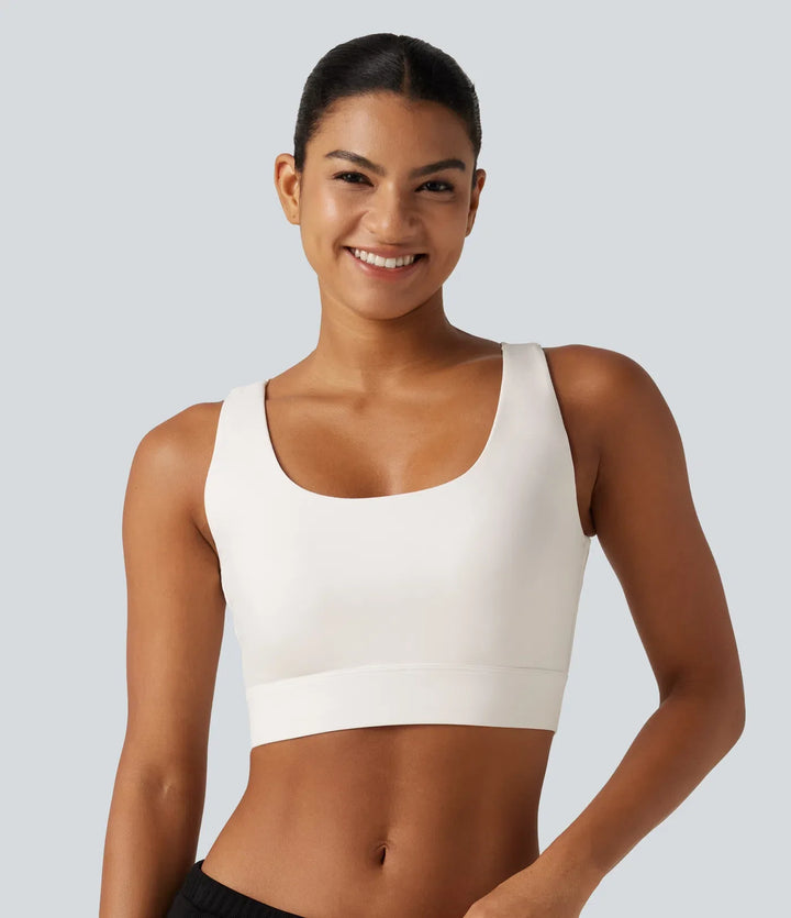 Halara Ultrasculpt Medium Support Backless Adjustable Buckle Built-in Bra Training Sports Bra DD-F Cups