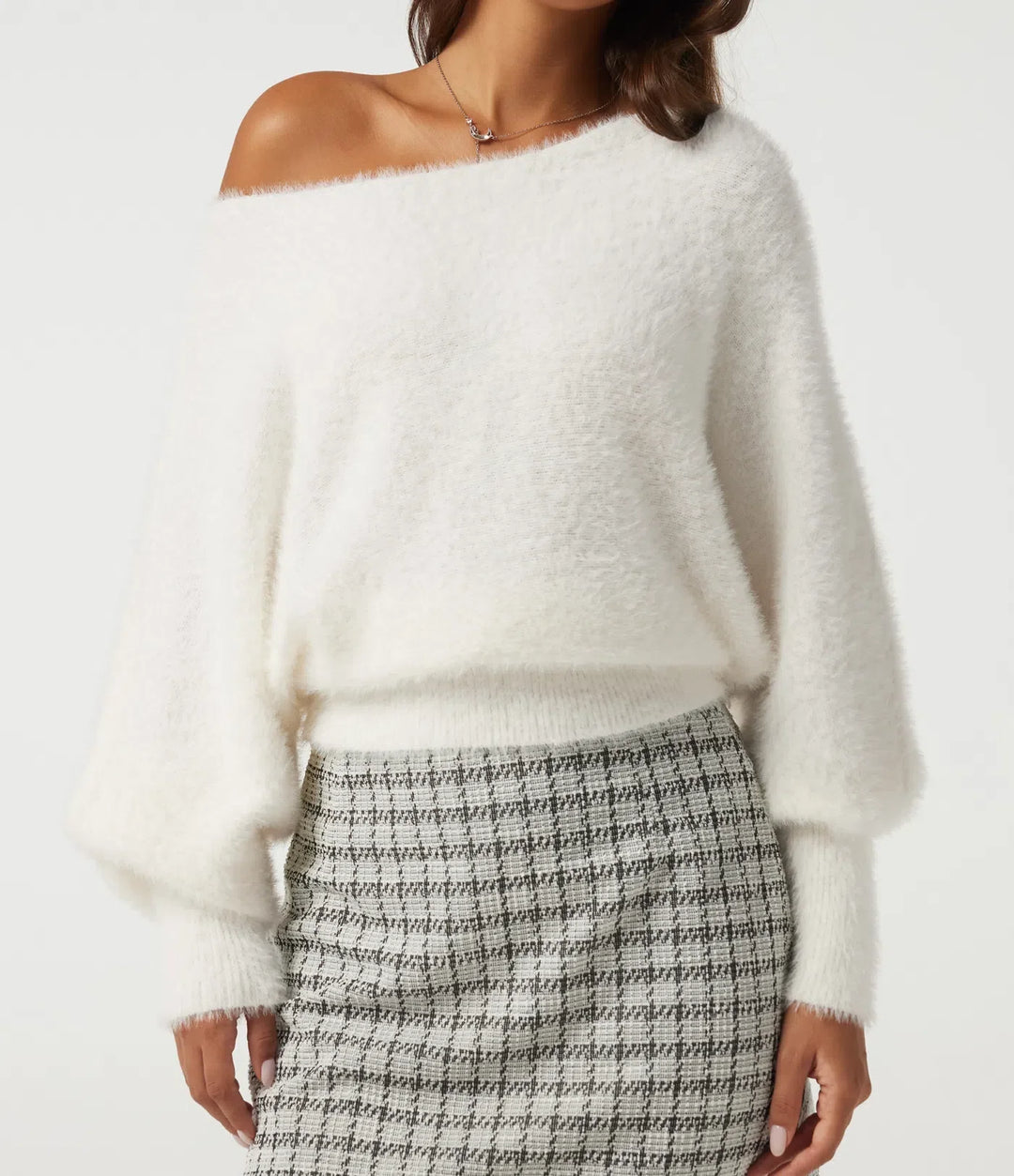 Off Shoulder Bishop Long Sleeve Casual Sweater