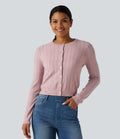 Round Neck Long Sleeve Work Cardigan