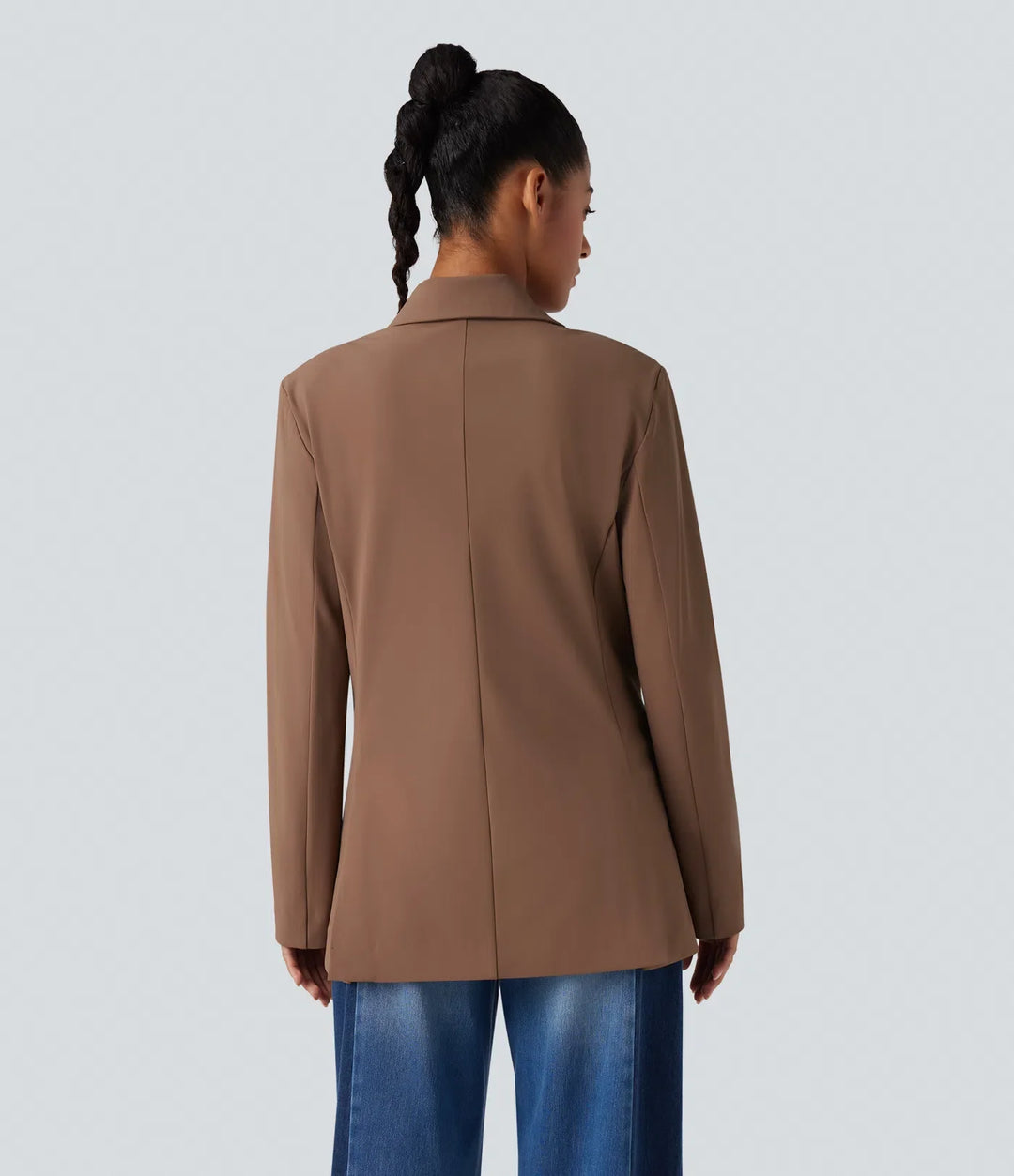 Notched Collar Long Sleeve Work Blazer with Pockets