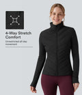 PuffFlex Stand Collar Zipper Long Sleeve Running Quilted Jacket with Pockets