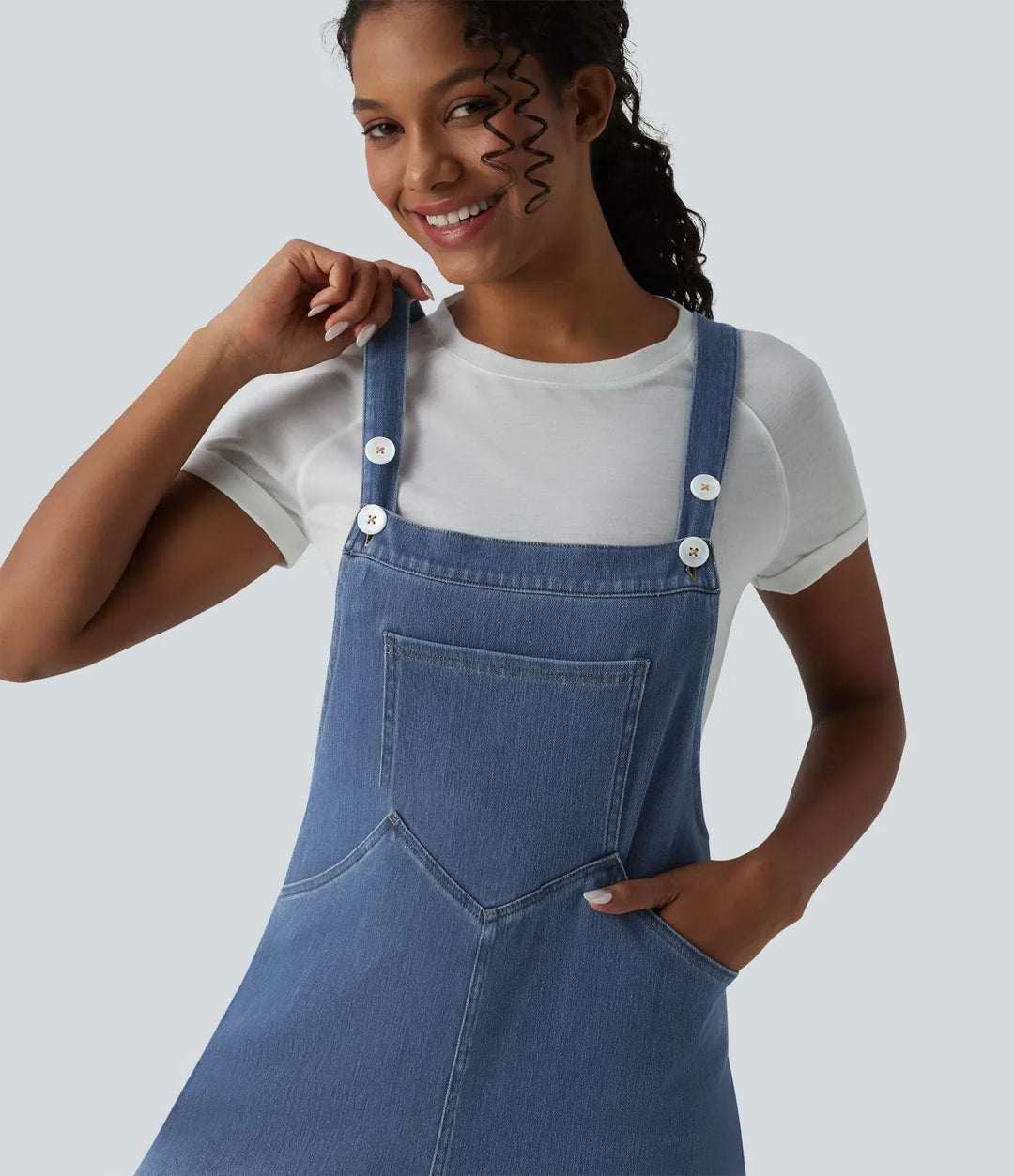 Halara Flex Wide Leg Denim Casual Overalls with Pockets