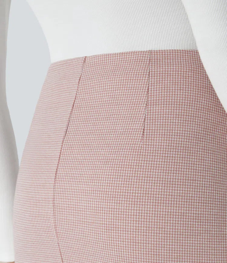 High Waisted Asymmetric Ruched 2-in-1 Houndstooth Mini Work Skirt