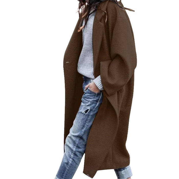 Brooke | Long Oversized Lapel Coat with Pockets