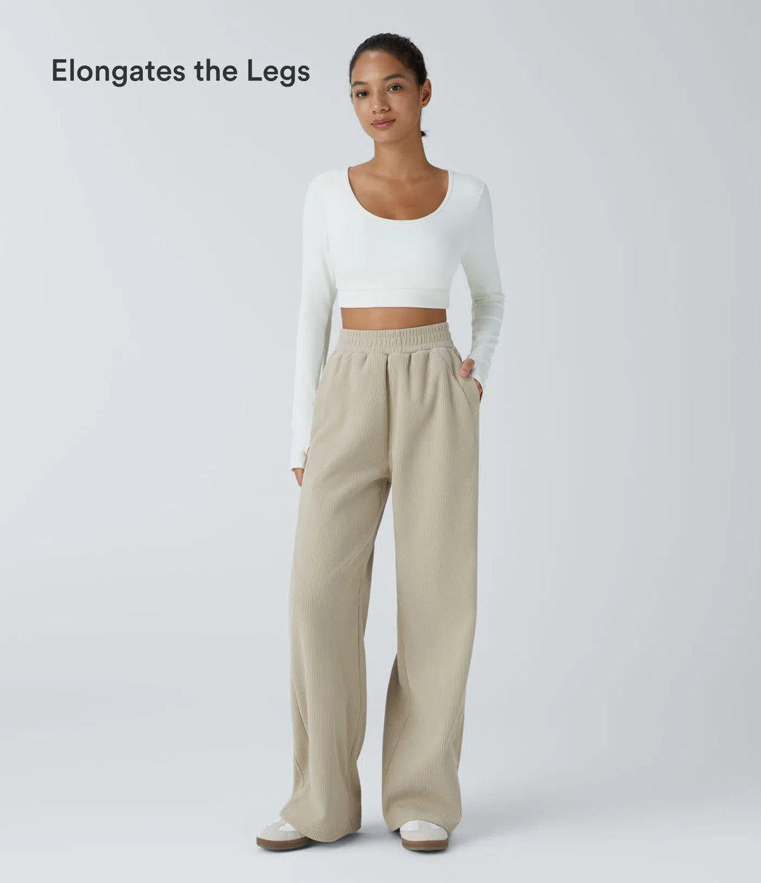 High Waisted Pocket Straight Leg Baggy Mop Corduroy Casual Pants