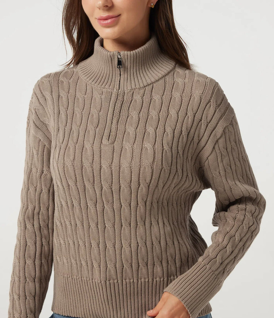 Mock Neck Long Sleeve Work Sweater