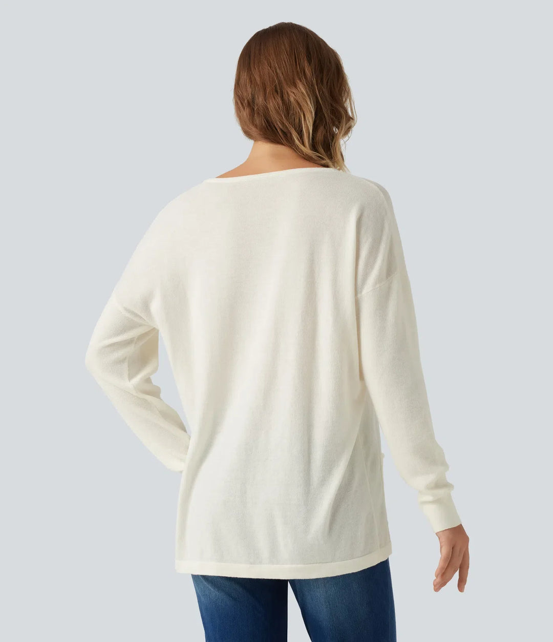 Round Neck Long Sleeve Casual Sweater with Pockets