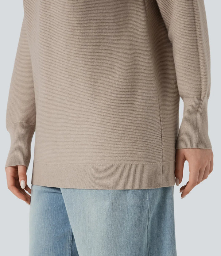 Mock-neck Long Sleeve Casual Sweater