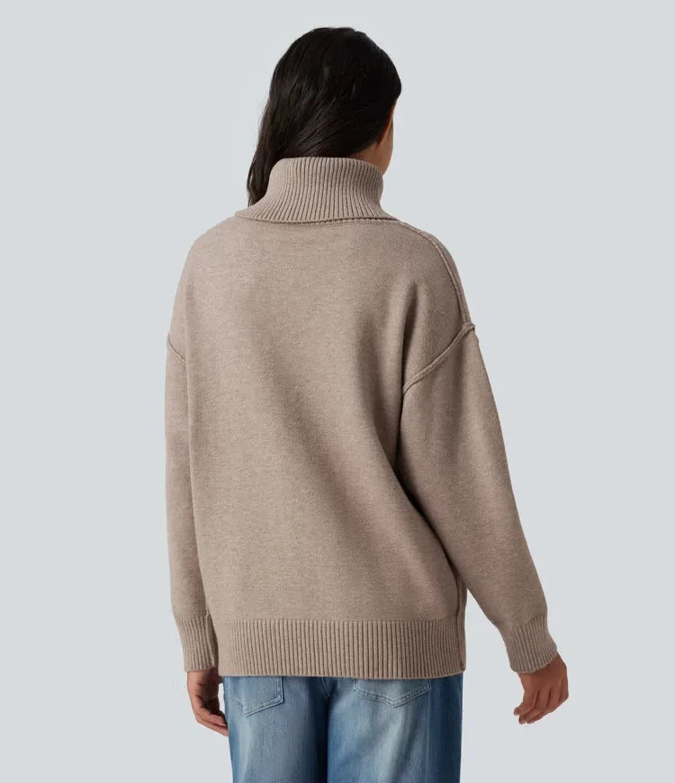 High Neck Long Sleeve Casual Sweater