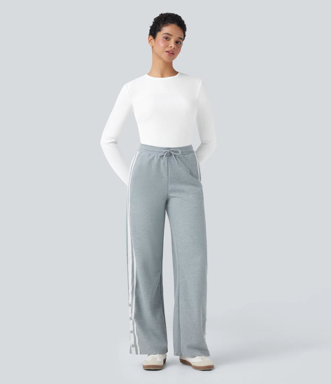 Ribbed Knit Round Neck Long Sleeve Casual Top