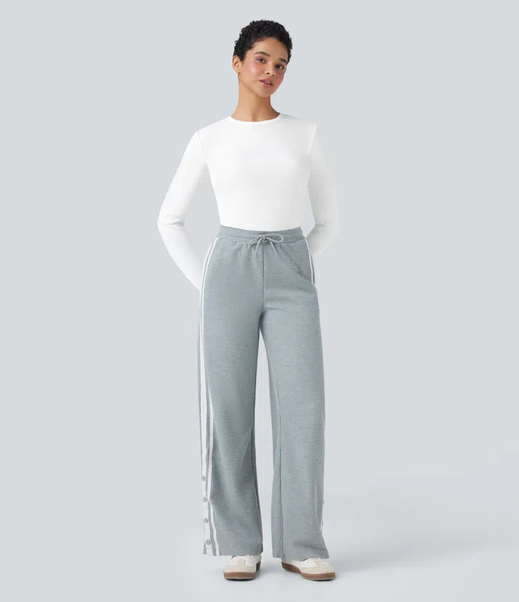 Ribbed Knit Round Neck Long Sleeve Casual Top