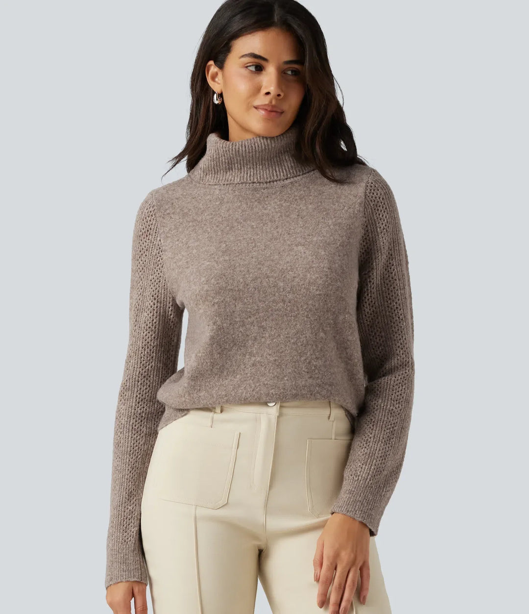 High Neck Long Sleeve Slim Work Sweater