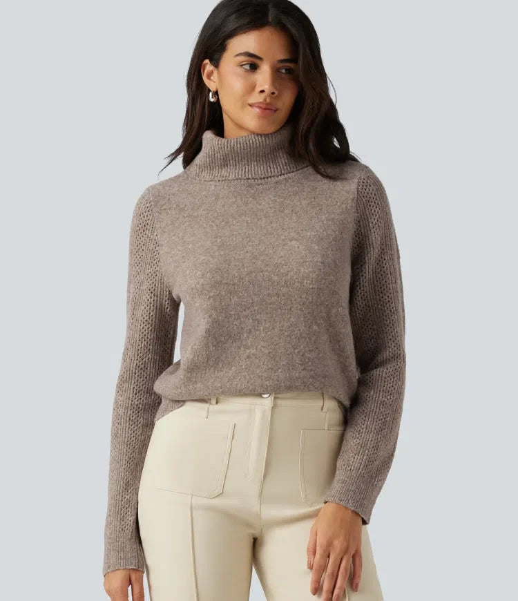 High Neck Long Sleeve Slim Work Sweater