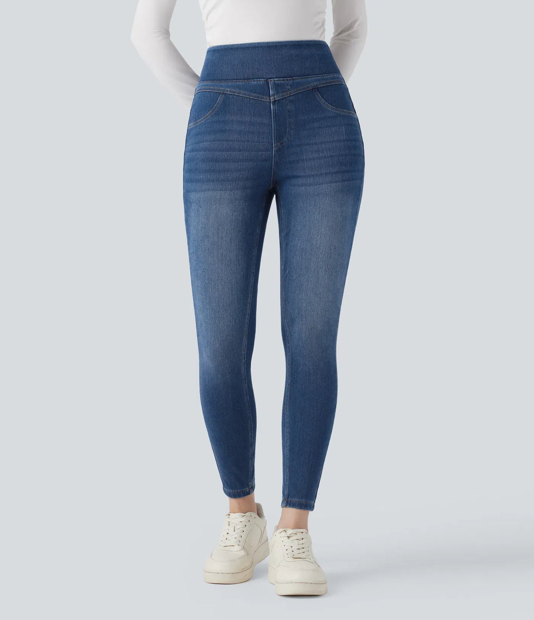 Halara Flex High Waisted Denim Casual Skinny 7/8 Leggings with Pockets