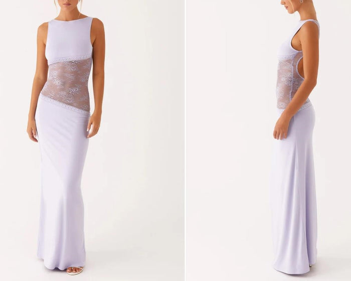 Riley | Lace Bodice Maxi Slip Dress with Thin Straps