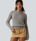 Round Neck Long Sleeve Work Sweater