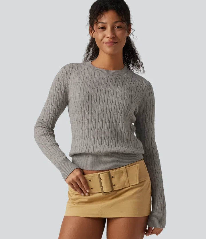 Round Neck Long Sleeve Work Sweater