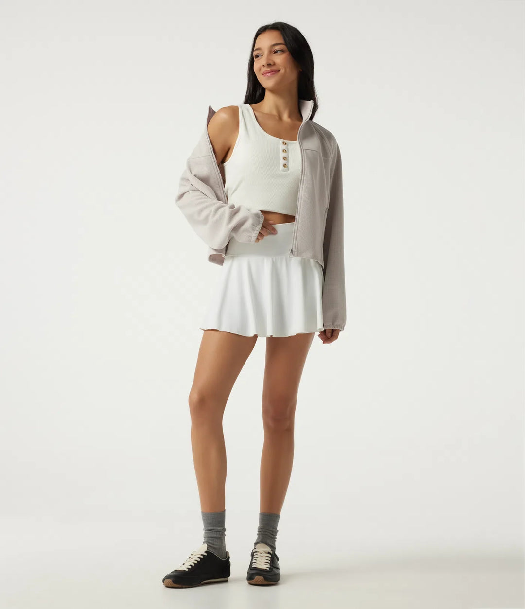 Stand Collar Raglan Long Sleeve Waffle Casual Windbreaker Jacket with Pockets