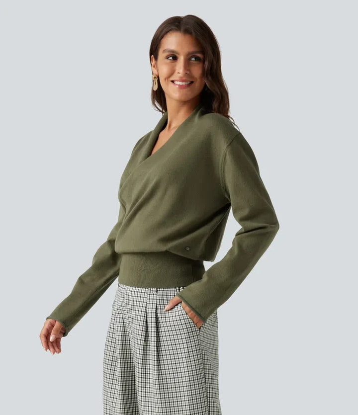 V Neck Long Sleeve Casual Sweater