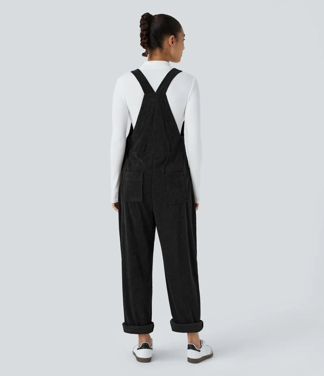 Pockets Straight Leg Corduroy Casual Overalls