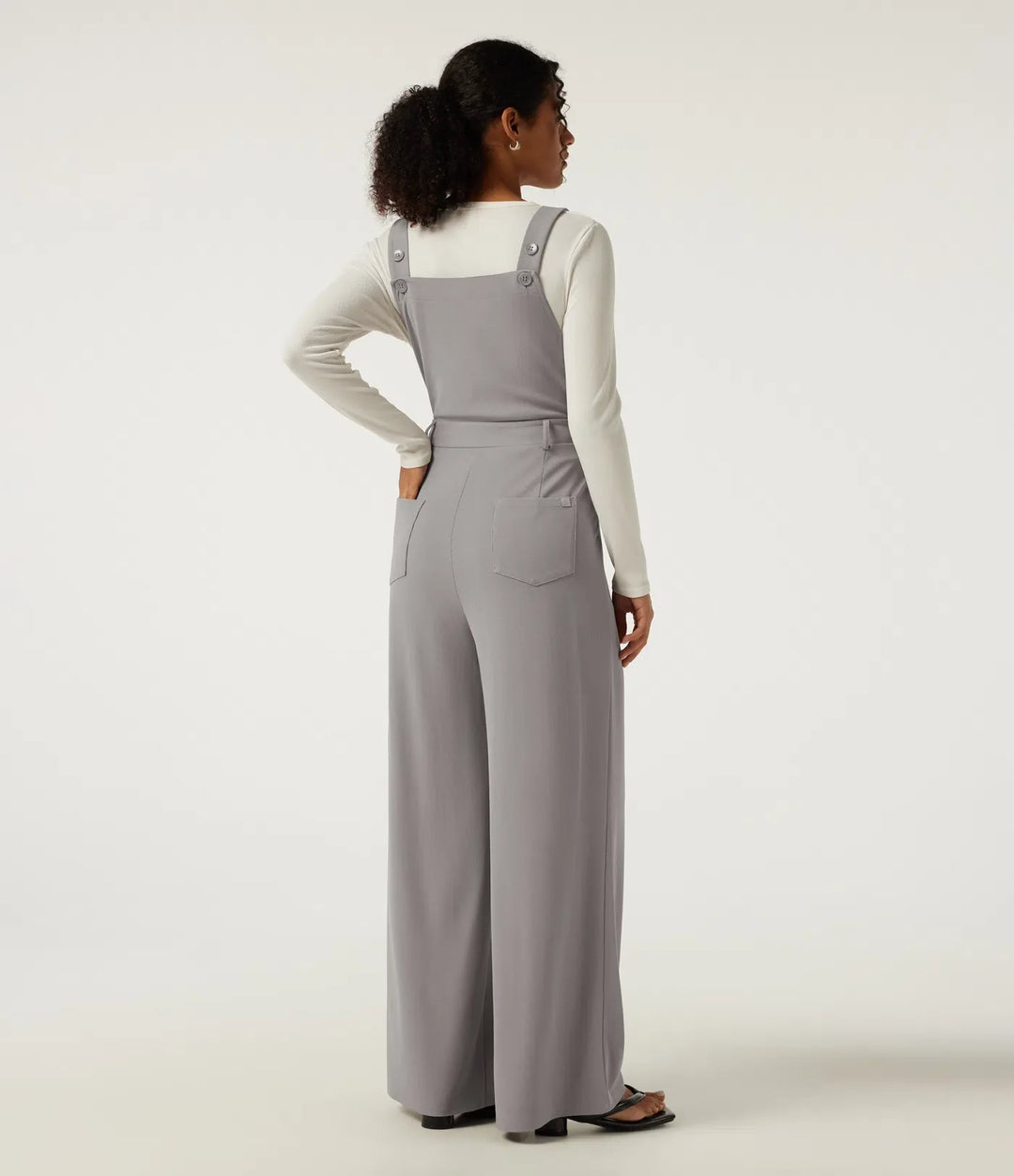 Square Neck Wide Leg Waffle Casual Overalls with Pockets