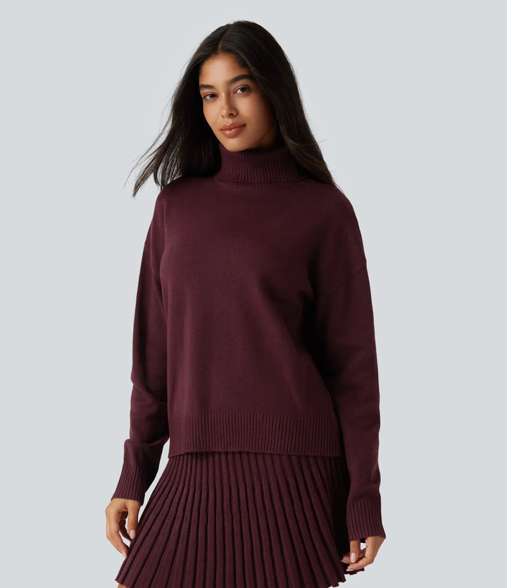 High Neck Long Sleeve Casual Sweater
