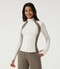 Halara UltraSculpt Long Sleeve Color Block Yoga Active Jacket with Pockets