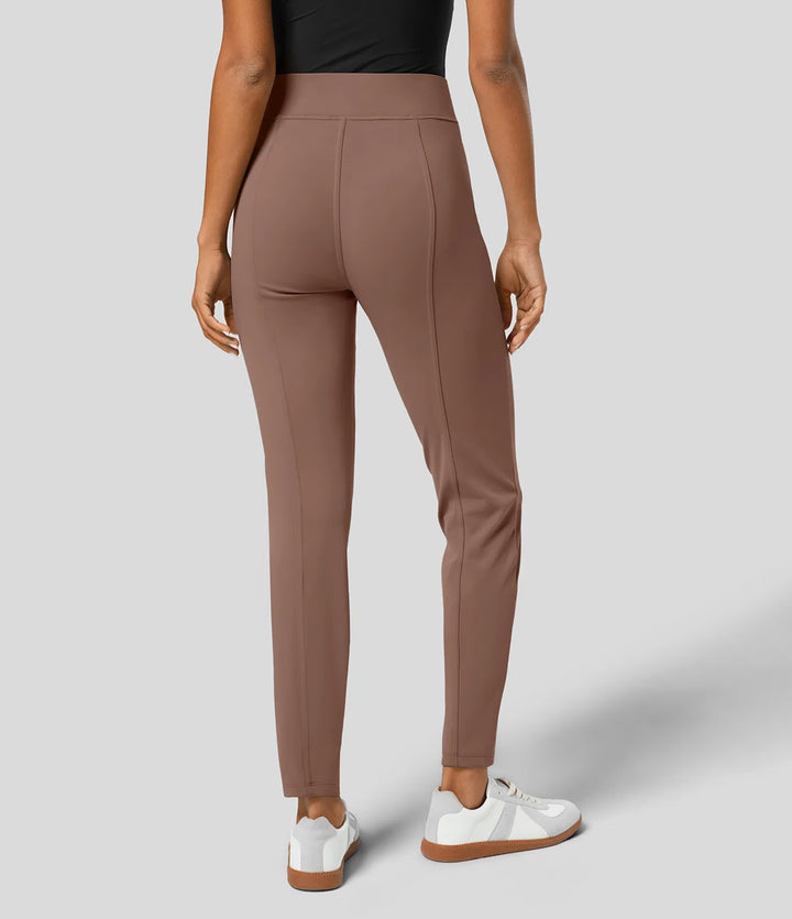 High Waisted Pockets Zipper Casual Slim Pants