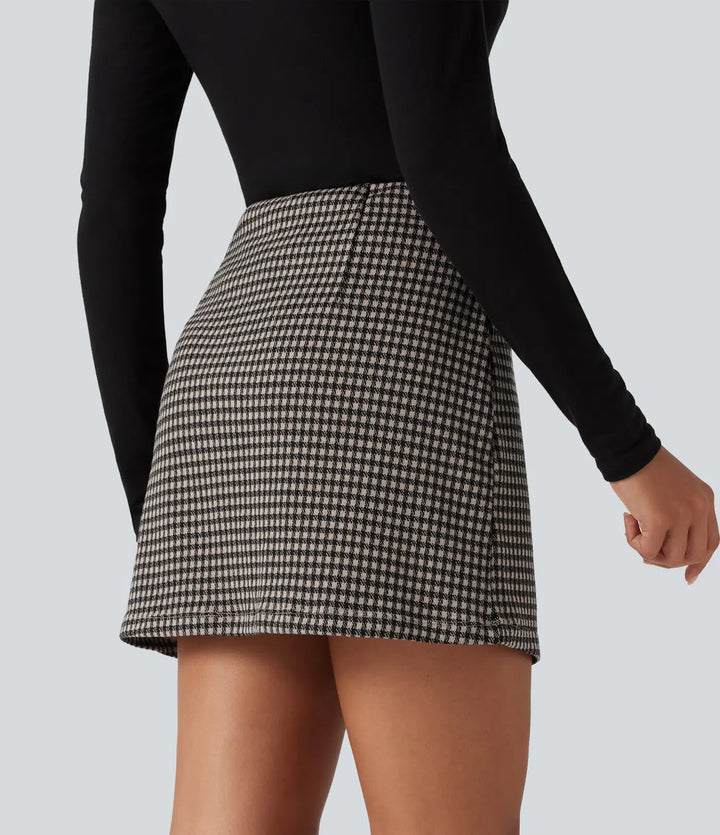 High Waisted 2-in-1 Patterned Mini Casual Skirt