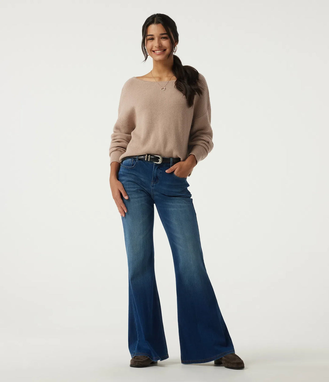 Boat Neck Long Sleeve Cut Out Back Casual Sweater