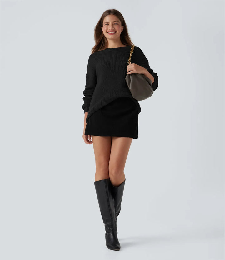 Dropped Shoulder Long Sleeve Casual Sweater