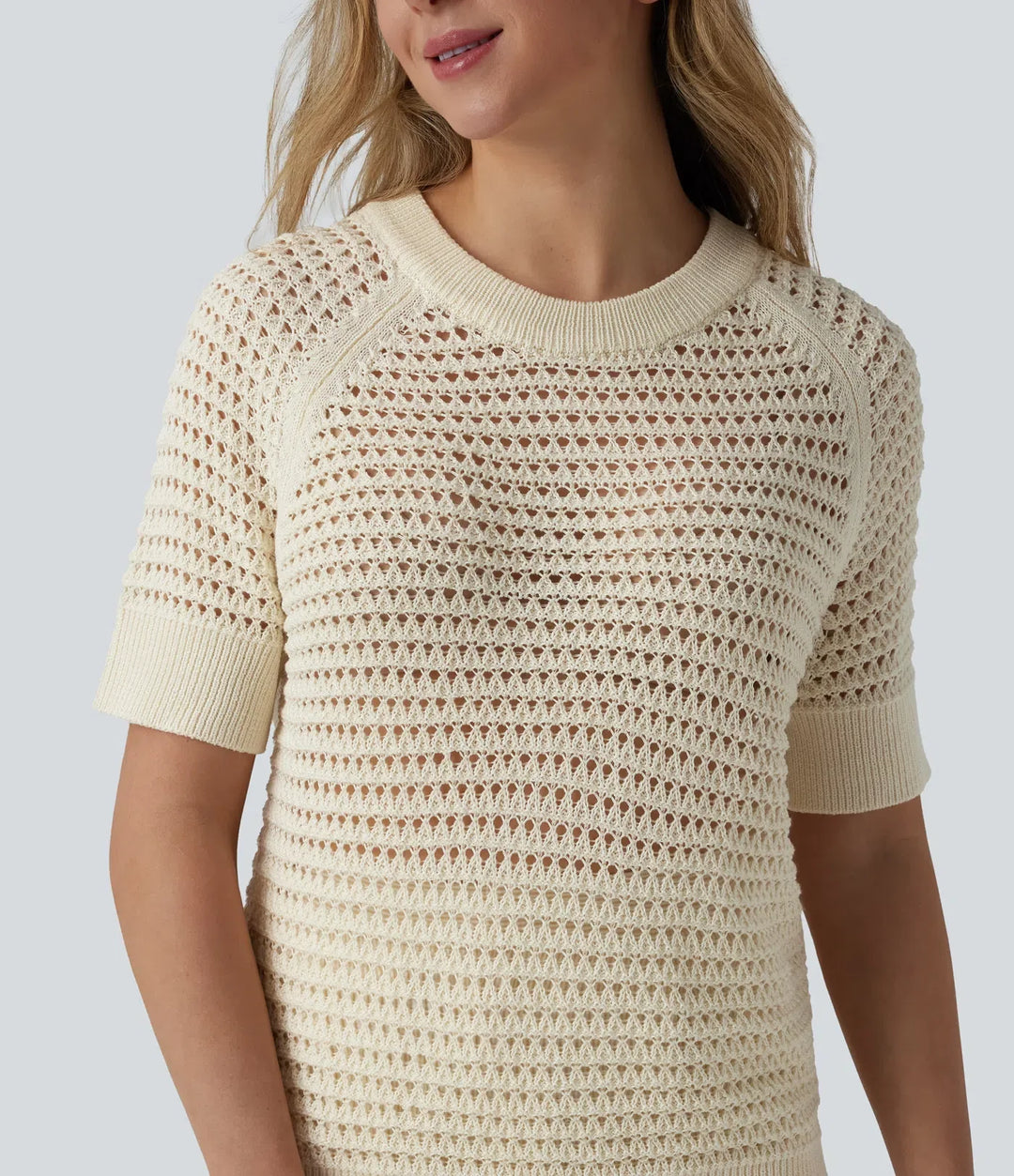 Round Neck Short Sleeve Sweater