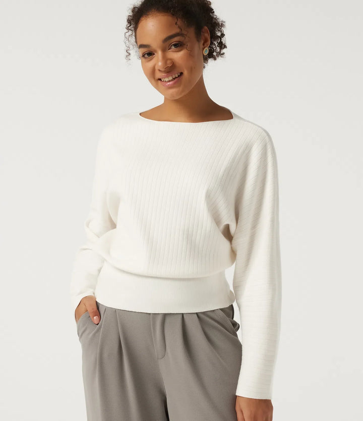 Boat Neck Long Sleeve Work Sweater