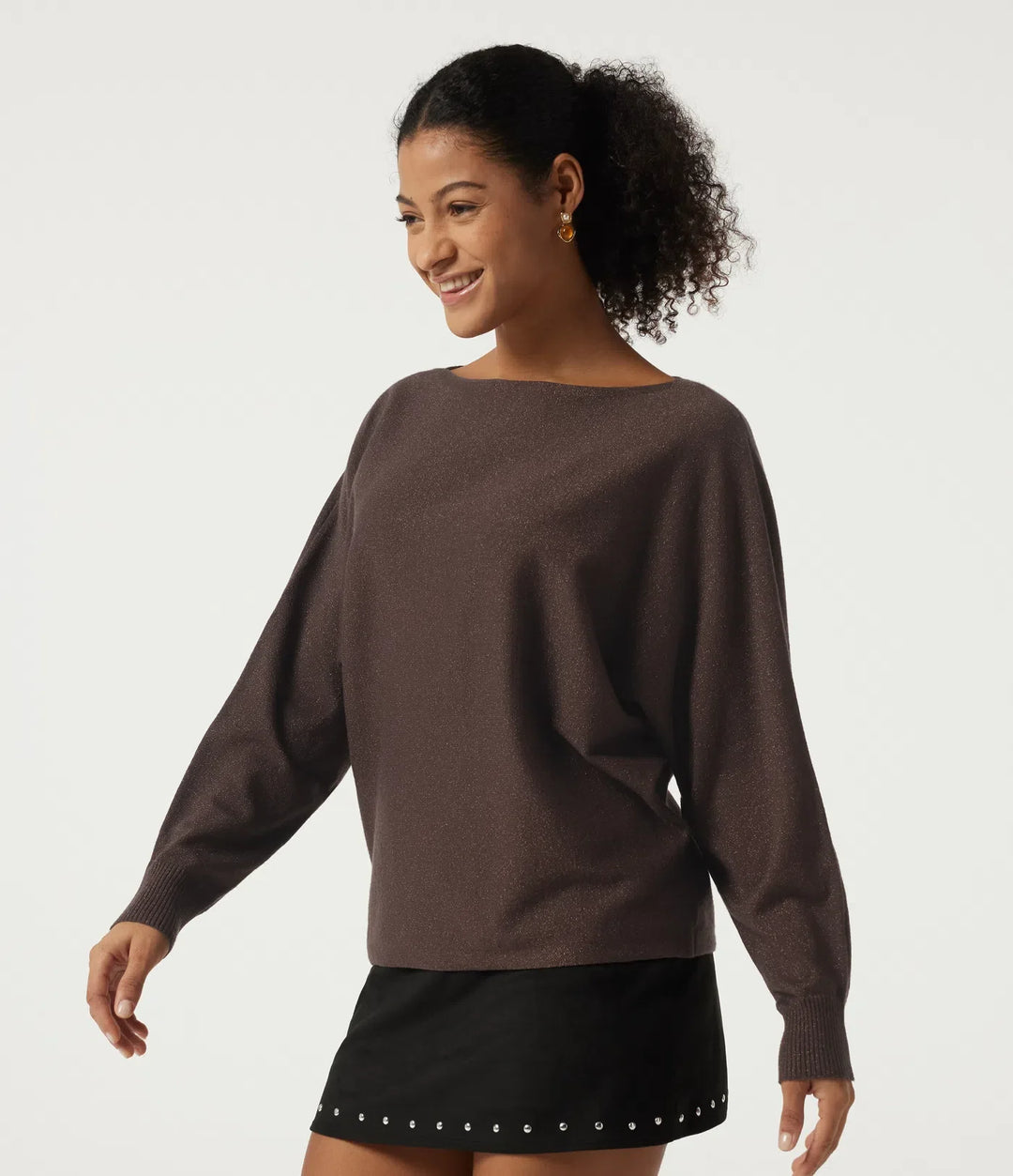 Round Neck Long Sleeve Tie Back Casual Sweater