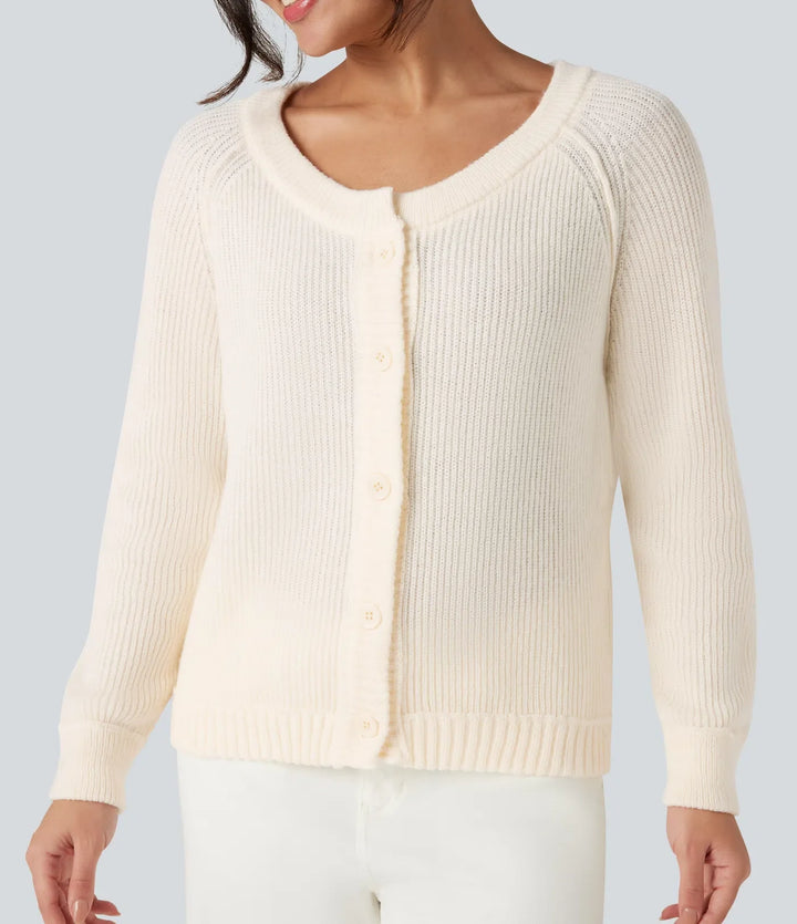Round Neck Long Sleeve Casual Cardigan