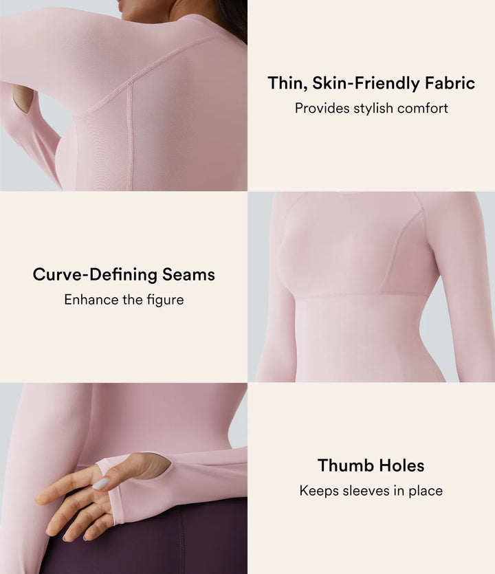 Solid Thumb Hole Yoga Sports Top