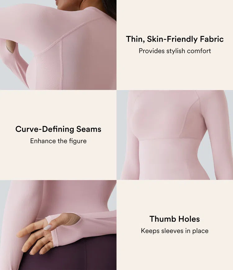 Solid Thumb Hole Yoga Sports Top