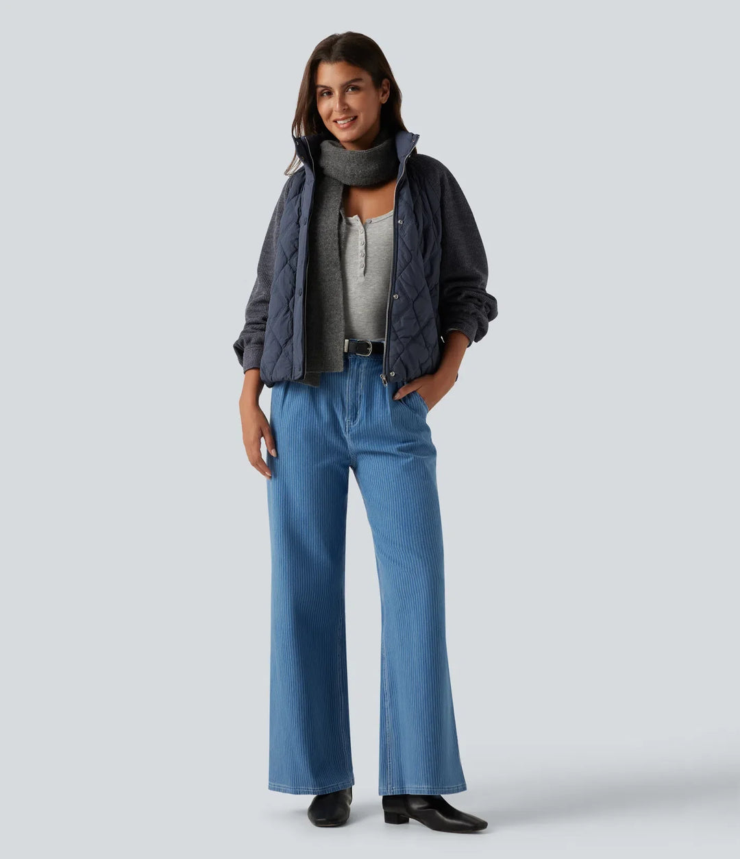 High Neck Long Sleeve Raglan Casual Padded Jacket with Pockets