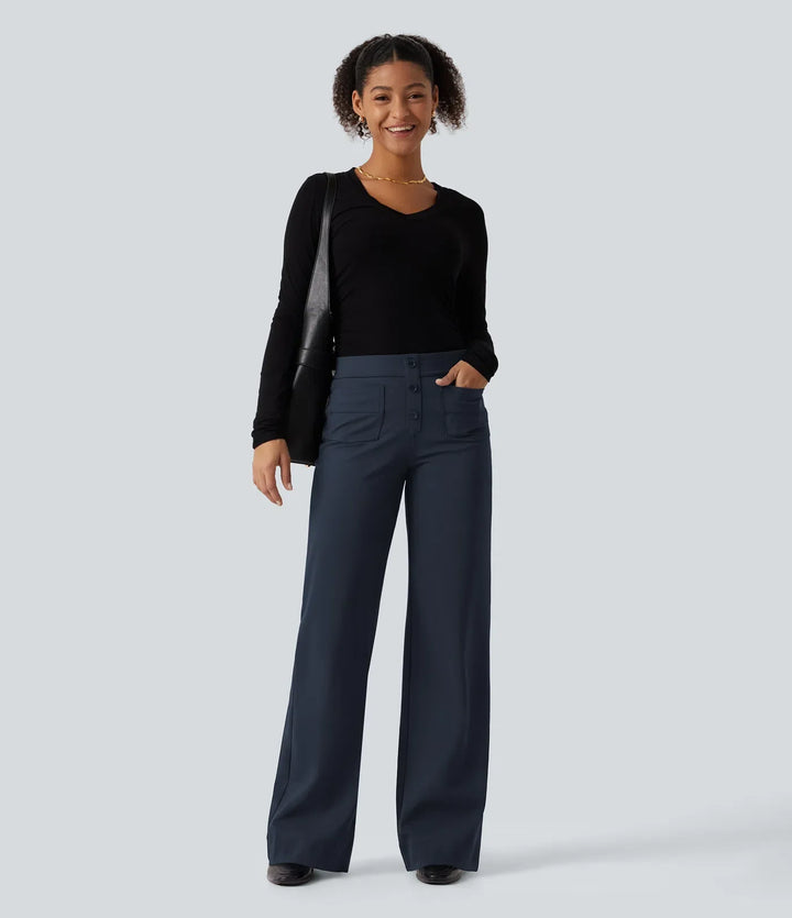 Halara Flex DayStretch Low Rise Straight Leg Work Pants with Pockets