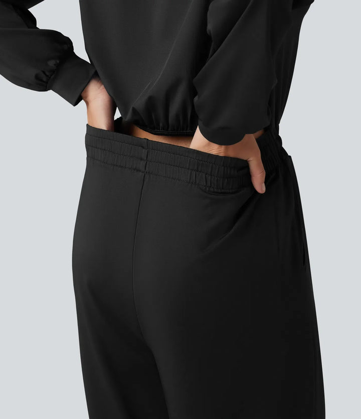 One Shoulder Long Sleeve Drawstring Baggy Casual Jumpsuit with Pockets-Easy Peezy Edition