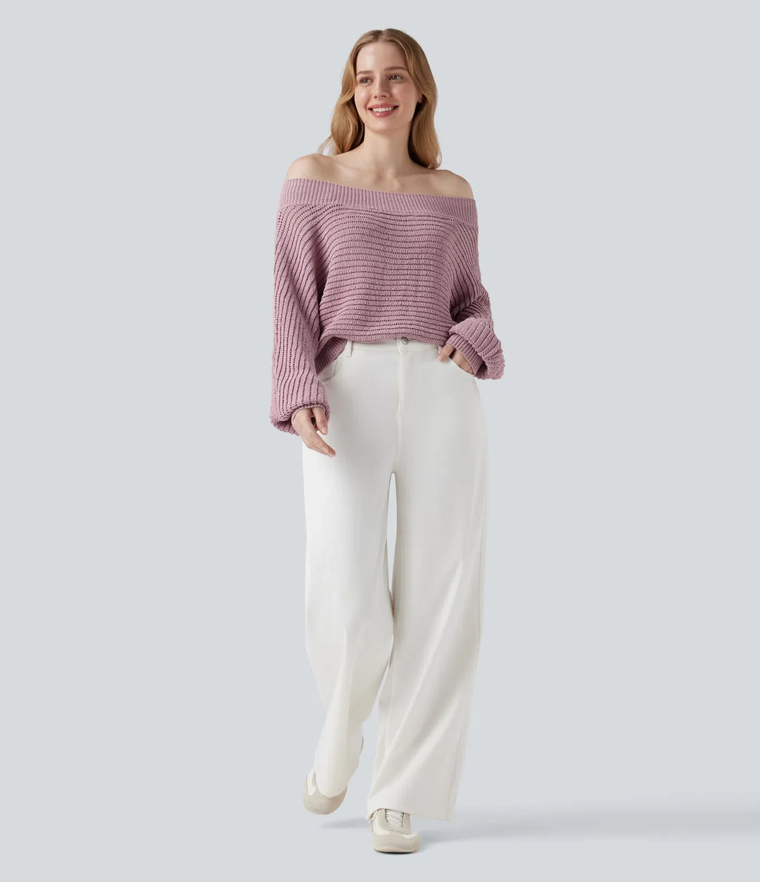 Off Shoulder Long Sleeve Casual Sweater