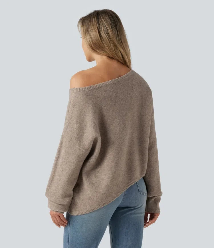 One Shoulder Long Sleeve Asymmetric Casual Sweater