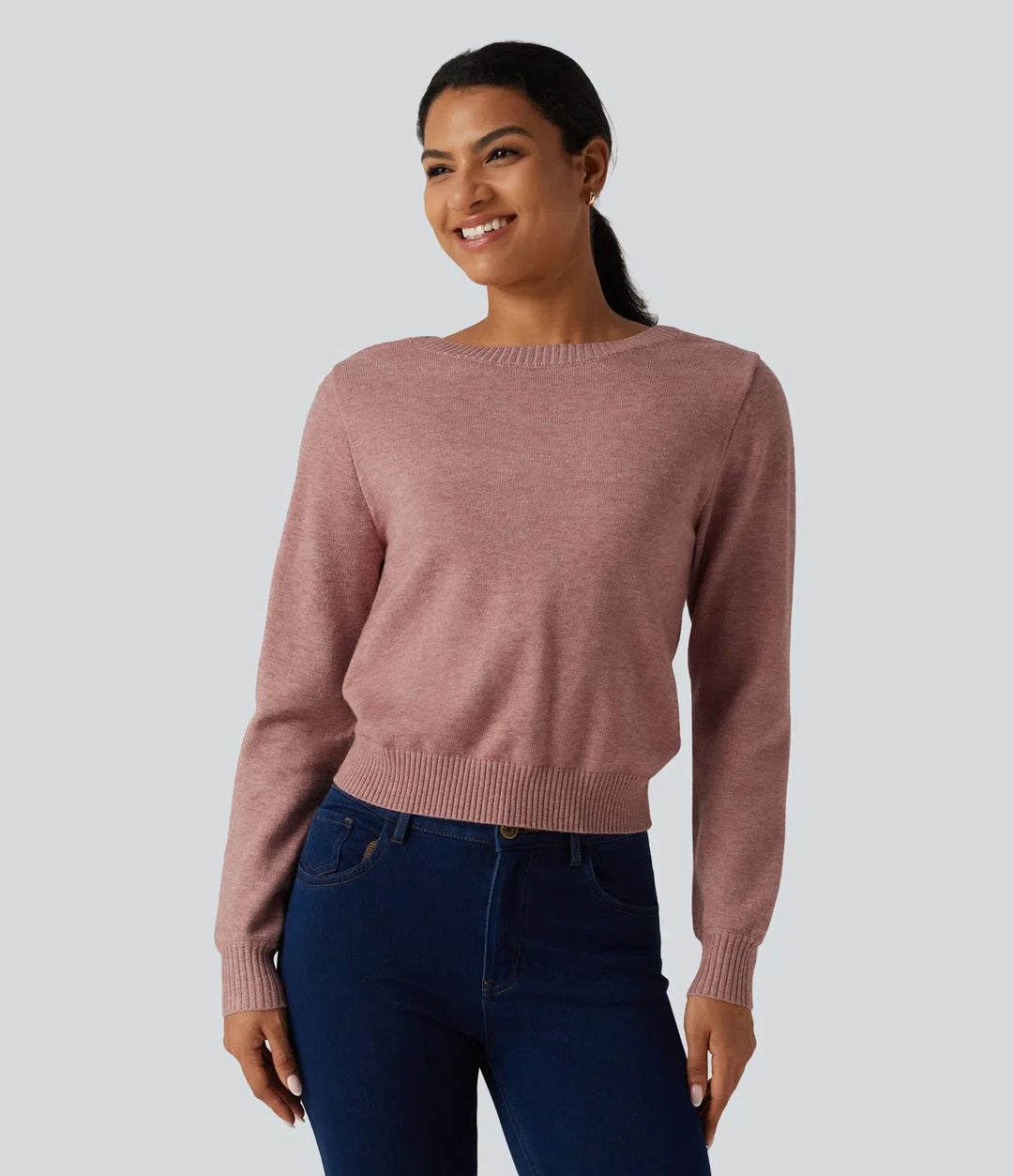 Round Neck Long Sleeve Twisted Casual Sweater